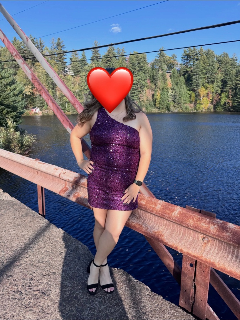 ADORA One-Shoulder Purple Sequin Mini Dress 2XL XXL